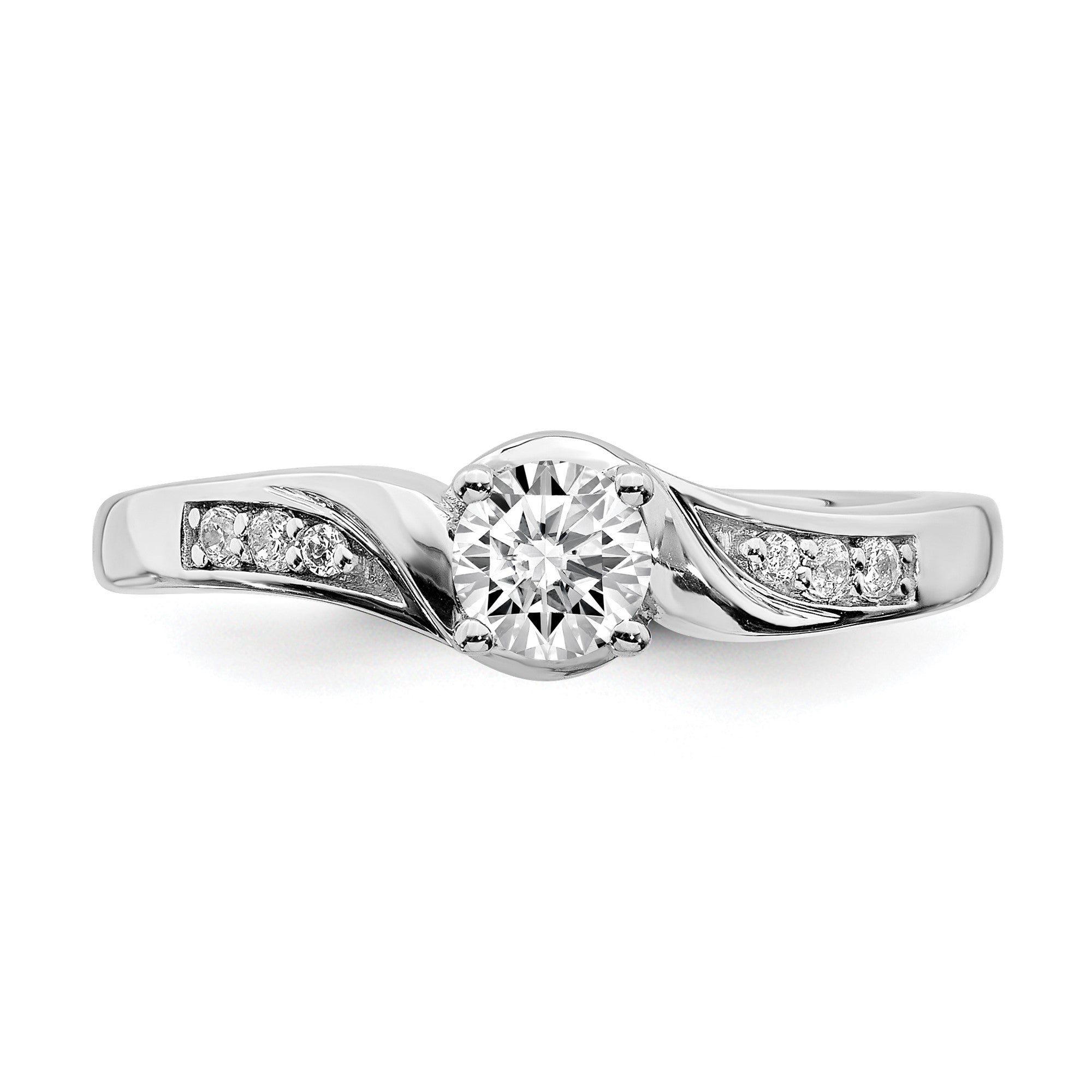 1/2 Ct. Natural Diamond By-Pass Style Bridal Engagement Ring Set 14K White Gold