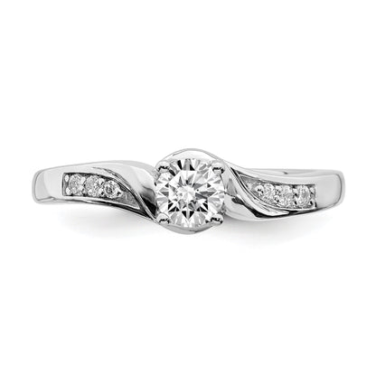 1/2 Ct. Natural Diamond By-Pass Style Bridal Engagement Ring Set 14K White Gold