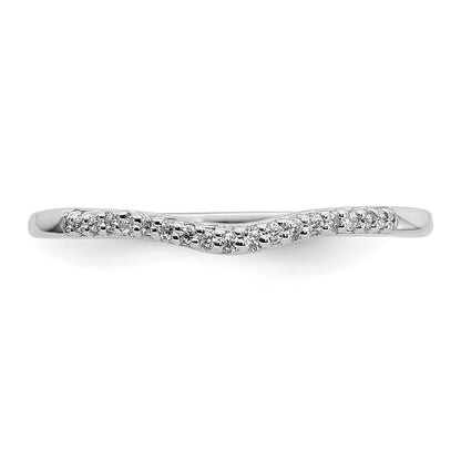 0.07ct. CZ Solid Real 14k White Gold Contoured Wedding Band Ring
