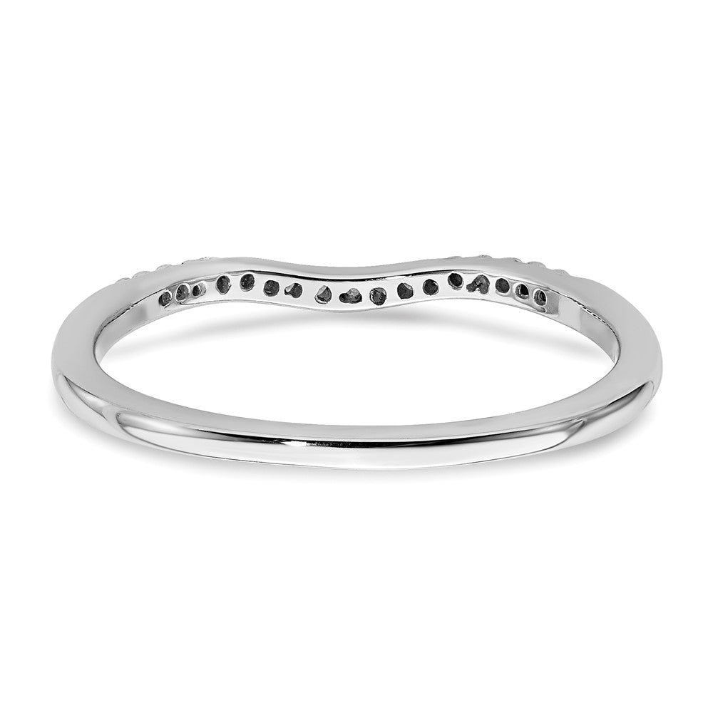 0.07ct. CZ Solid Real 14k White Gold Contoured Wedding Band Ring