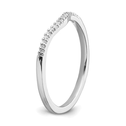 0.07ct. CZ Solid Real 14k White Gold Contoured Wedding Band Ring