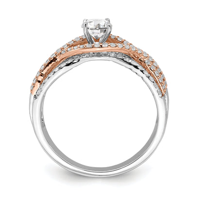 0.49ct. CZ Solid Real 14k White u0026 Rose Gold Peg Set Engagement Ring