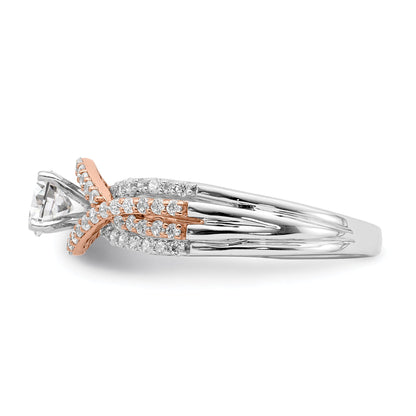 0.49ct. CZ Solid Real 14k White u0026 Rose Gold Peg Set Engagement Ring