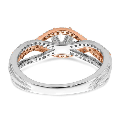 0.49ct. CZ Solid Real 14k White u0026 Rose Gold Peg Set Engagement Ring