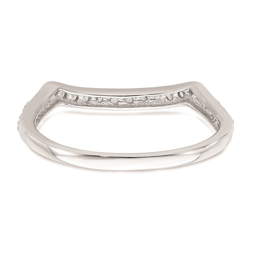 0.20ct. CZ Solid Real 14k White Gold Contoured Wedding Band Ring