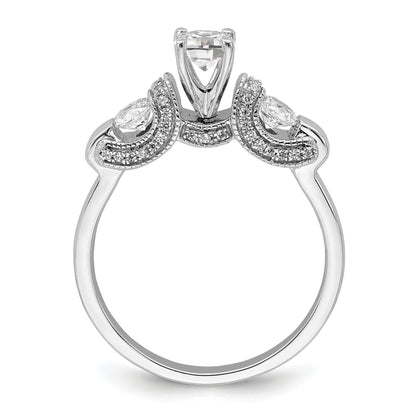 0.45ct. CZ Solid Real 14k White Gold Peg Set Engagement Ring