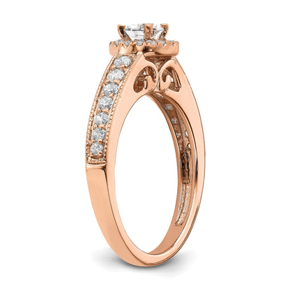 0.33ct. CZ Solid Real 14k Rose Gold Engagement Ring