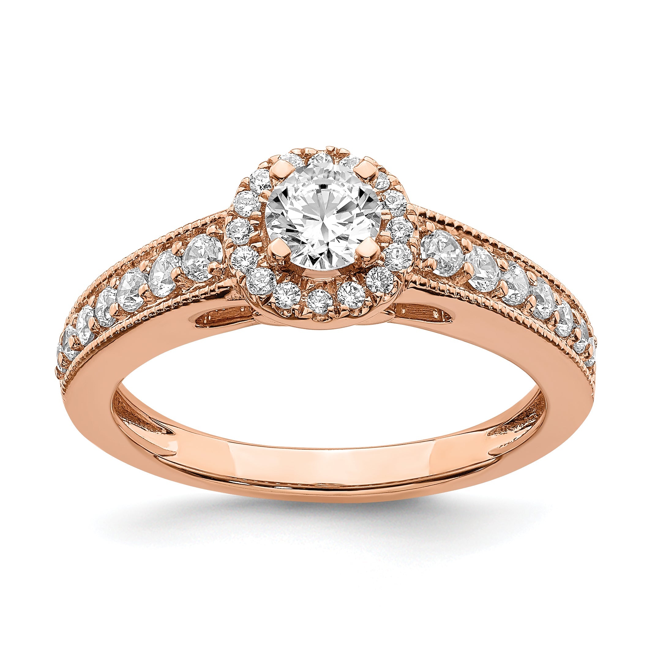 0.33ct. CZ Solid Real 14k Rose Gold Engagement Ring