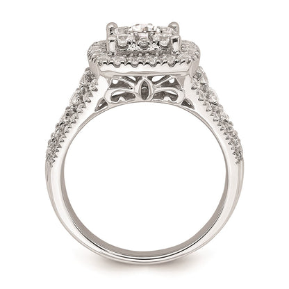 1.50ct. CZ Solid Real 14k White Gold Cluster Complete Engagement Ring