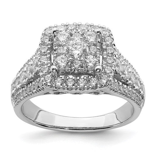 14k white gold real diamond cluster real diamond engagement ring rm6471e 150 waa