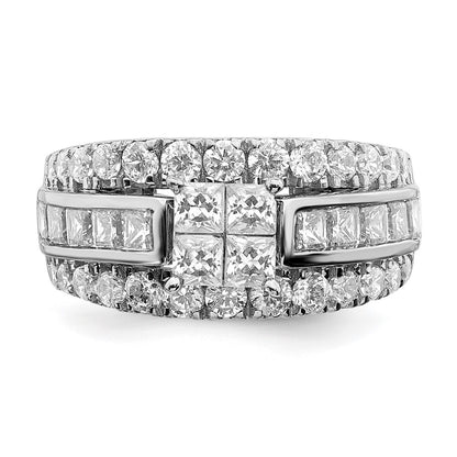 2.45ct. CZ Solid Real 14k White Gold Cluster CZ Engagement Ring
