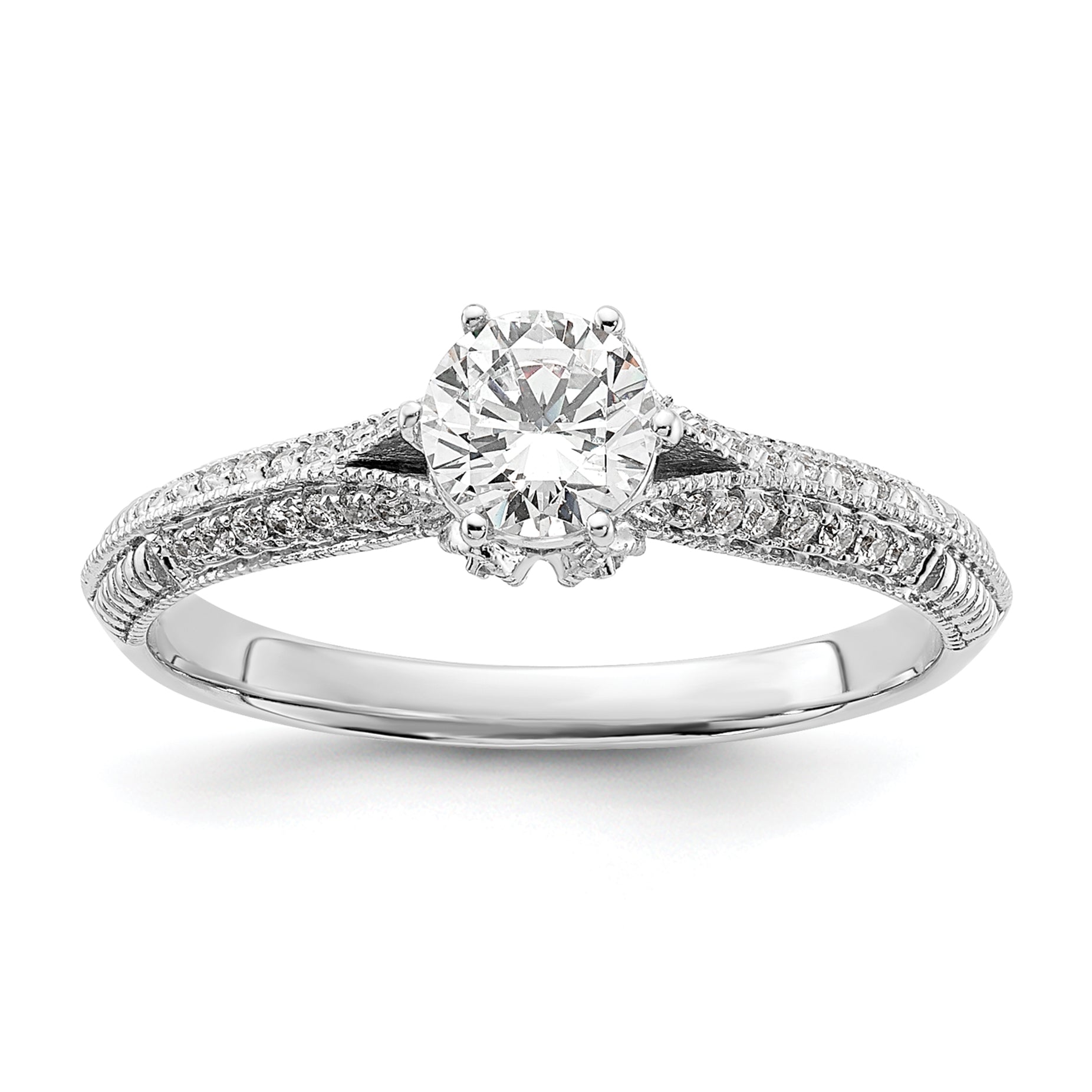 0.50ct. CZ Solid Real 14K White Gold Engagement Ring