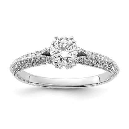 0.50ct. CZ Solid Real 14K White Gold Engagement Ring