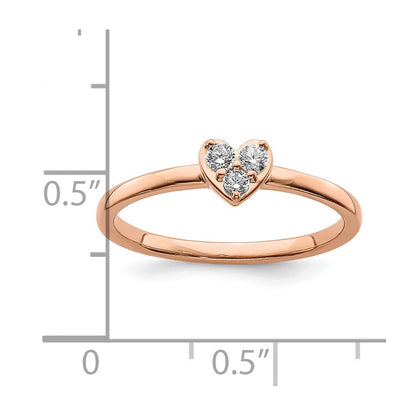 0.14ct. CZ Solid Real 14k Rose Gold Complete Promise Ring