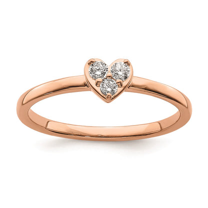 0.14ct. CZ Solid Real 14k Rose Gold Complete Promise Ring