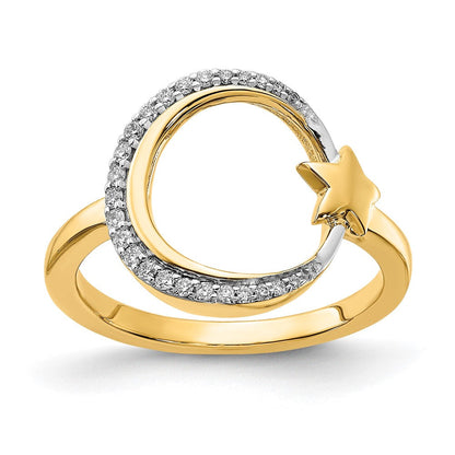 14k yellow gold polished moon and star real diamond ring rm6789 013 ya