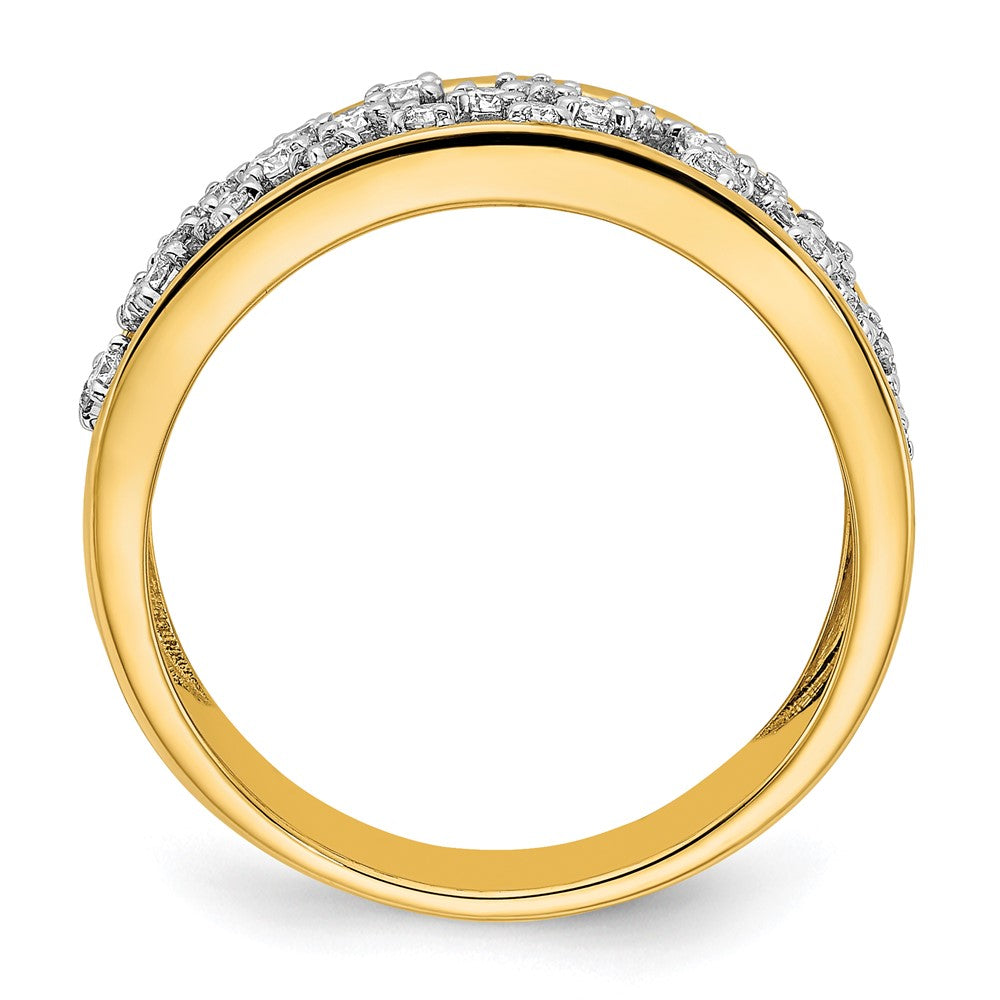 14k yellow gold polished real diamond cluster center ring rm6876 033 ya