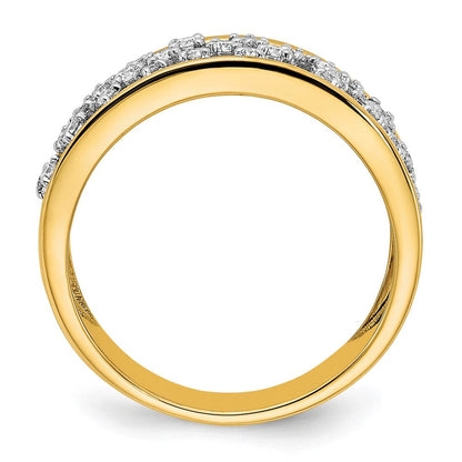 14k yellow gold polished real diamond cluster center ring rm6876 033 ya