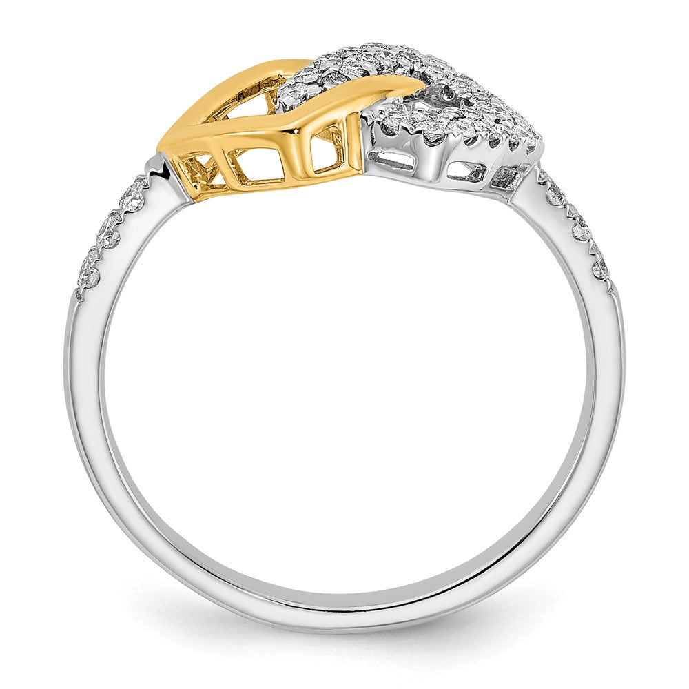 14k two tone gold polished real diamond double square ring rm6880 025 wya