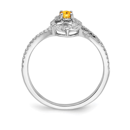 14k white gold polished real diamond and citrine ring rm6896 ci 020 wa