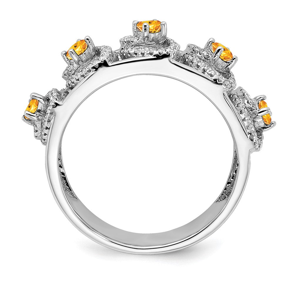 14k white gold polished real diamond and citrine ring rm6897 ci 038 wa