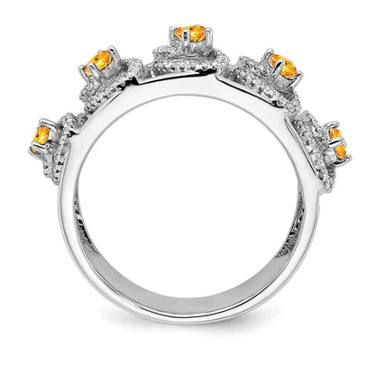 14k white gold polished real diamond and citrine ring rm6897 ci 038 wa