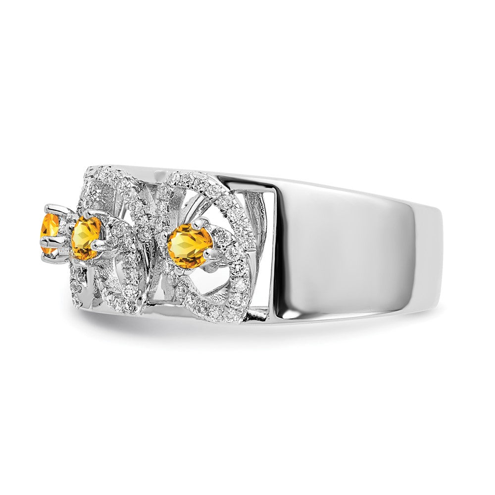 14k white gold polished real diamond and citrine ring rm6897 ci 038 wa