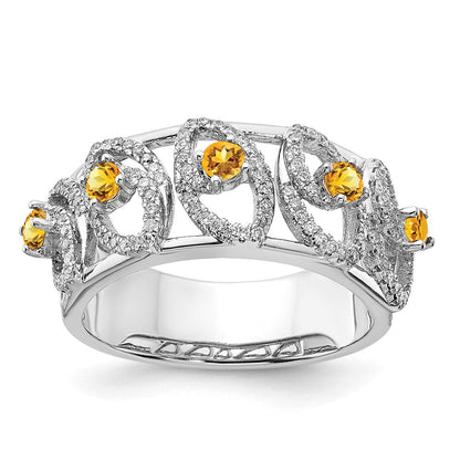 14k white gold polished real diamond and citrine ring rm6897 ci 038 wa