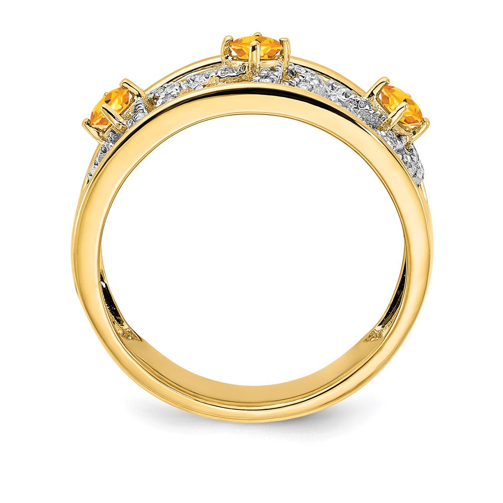 14k yellow gold polished real diamond and citrine squares ring rm6901 ci 020 ya