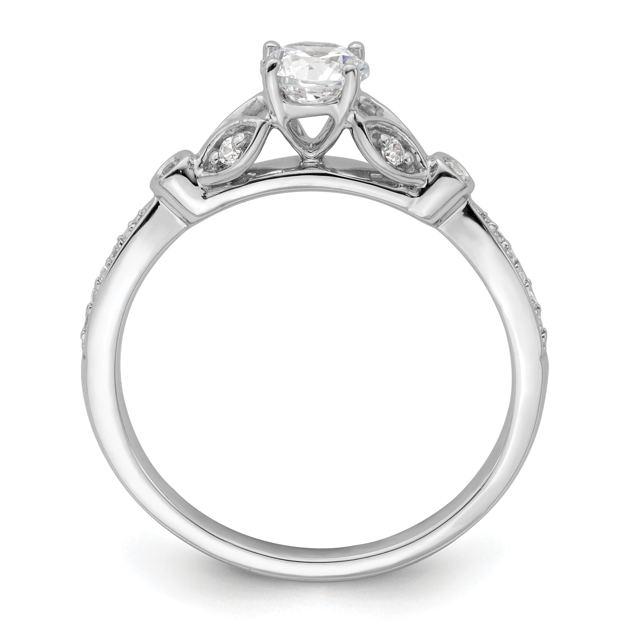 0.40ct. CZ Solid Real 14K White Gold Vintage Complete Engagement Ring