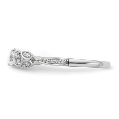 0.40ct. CZ Solid Real 14K White Gold Vintage Complete Engagement Ring