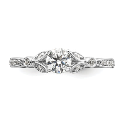 0.40ct. CZ Solid Real 14K White Gold Vintage Complete Engagement Ring