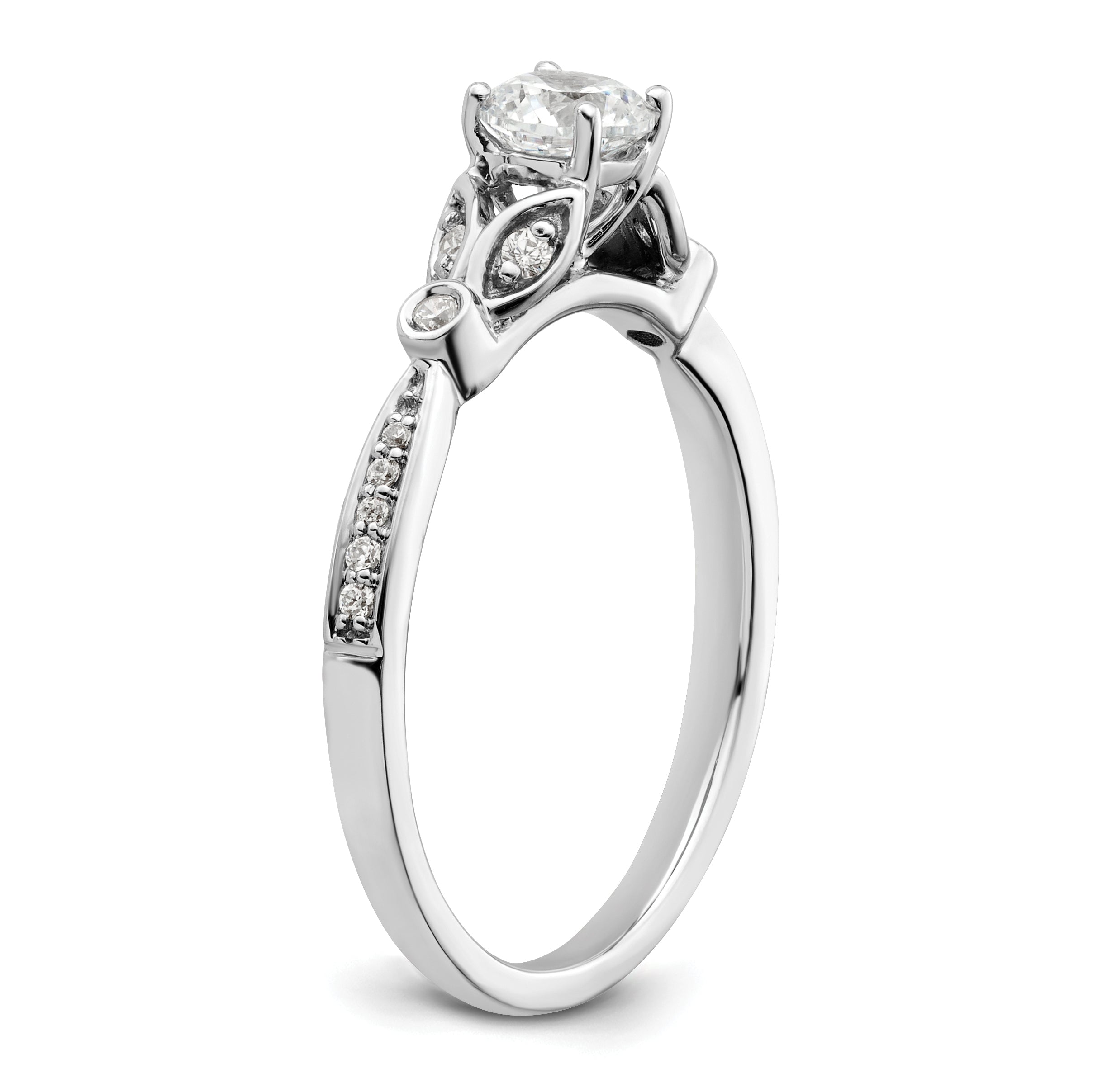 0.40ct. CZ Solid Real 14K White Gold Vintage Complete Engagement Ring