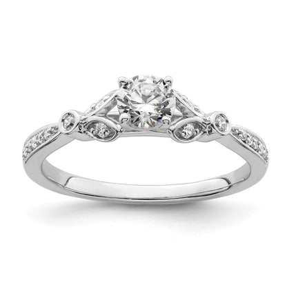 0.40ct. CZ Solid Real 14K White Gold Vintage Complete Engagement Ring