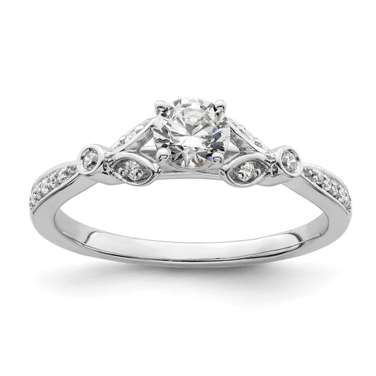 0.40ct. CZ Solid Real 14K White Gold Vintage Complete Engagement Ring