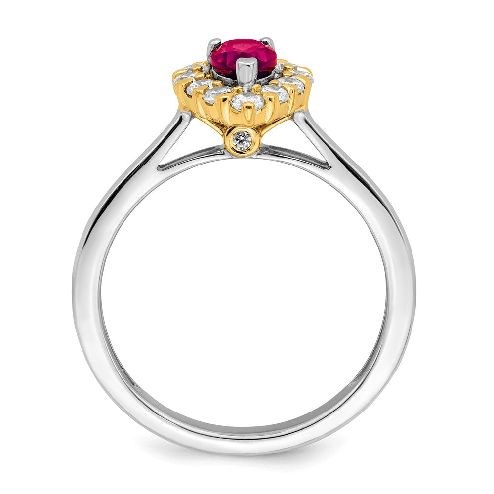 14k two tone gold genuine ruby and real diamond ring rm6991 ru 040 wya