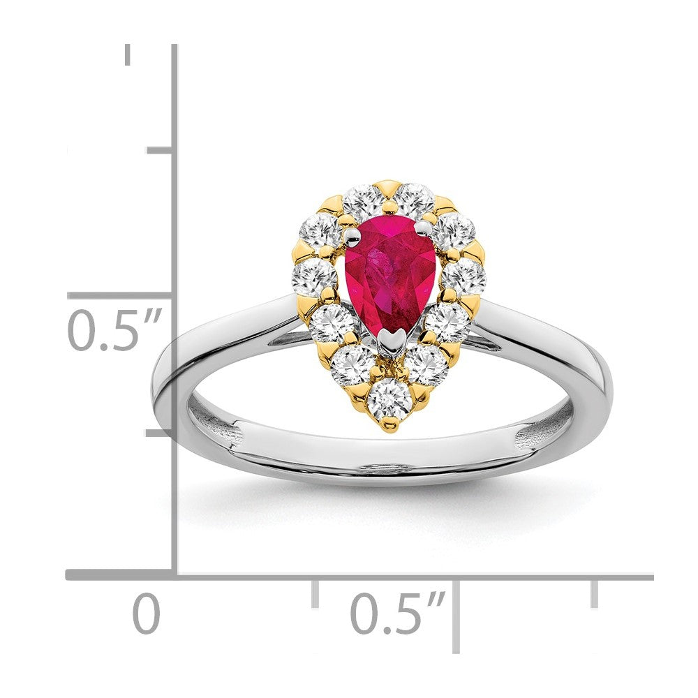 14k two tone gold genuine ruby and real diamond ring rm6991 ru 040 wya