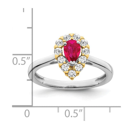 14k two tone gold genuine ruby and real diamond ring rm6991 ru 040 wya