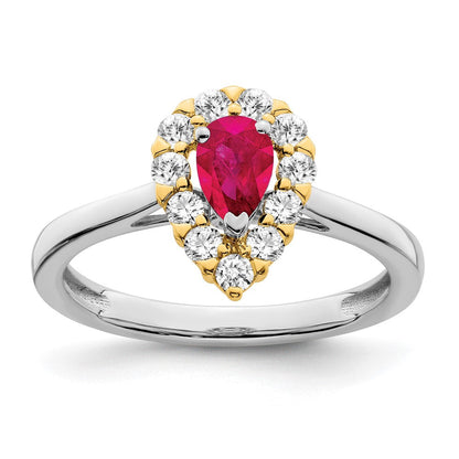 14k two tone gold genuine ruby and real diamond ring rm6991 ru 040 wya