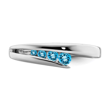 14k White Gold Blue Topaz 4-stone Ring