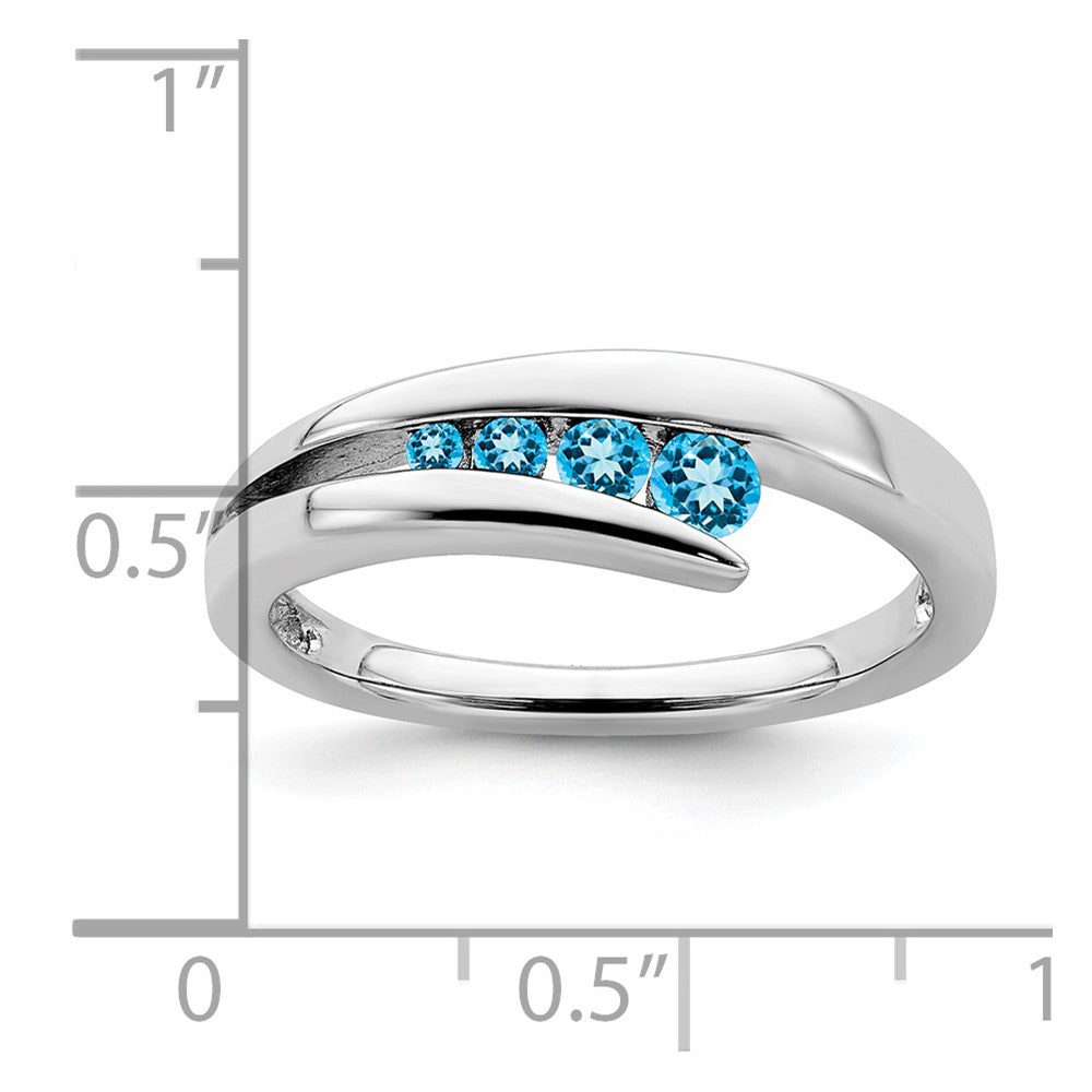 14k White Gold Blue Topaz 4-stone Ring