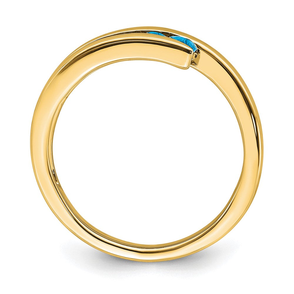 14K Yellow Gold Blue Topaz 4-stone Ring