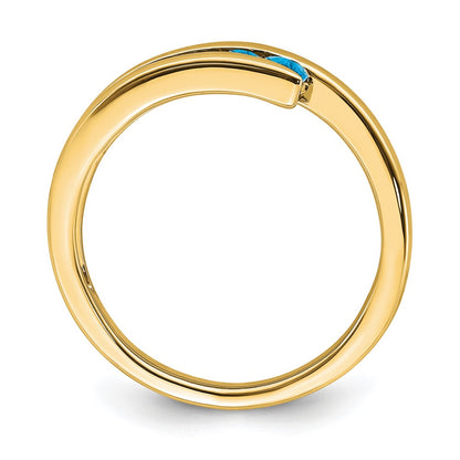 14K Yellow Gold Blue Topaz 4-stone Ring
