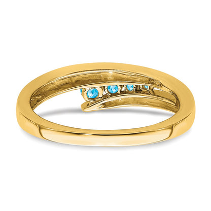 14K Yellow Gold Blue Topaz 4-stone Ring