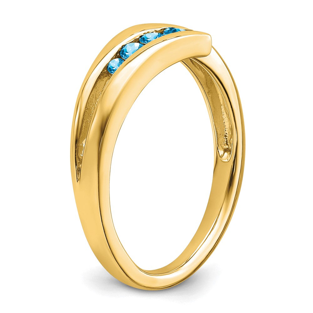14K Yellow Gold Blue Topaz 4-stone Ring