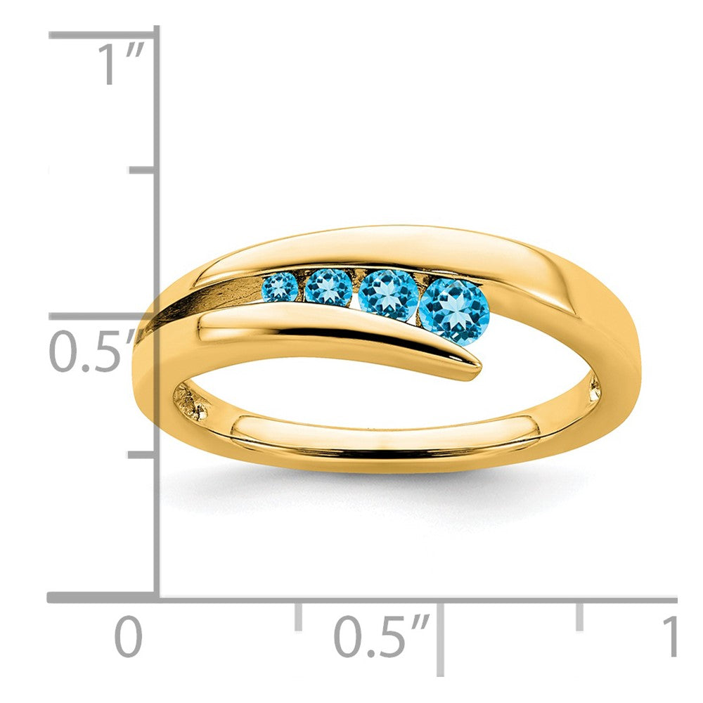 14K Yellow Gold Blue Topaz 4-stone Ring
