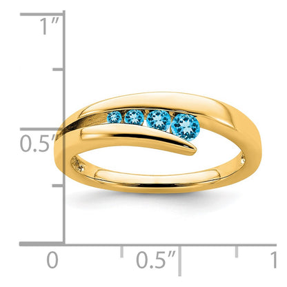 14K Yellow Gold Blue Topaz 4-stone Ring