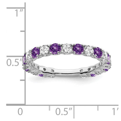 14k white gold amethyst and real diamond band rm7113 am 077 wa