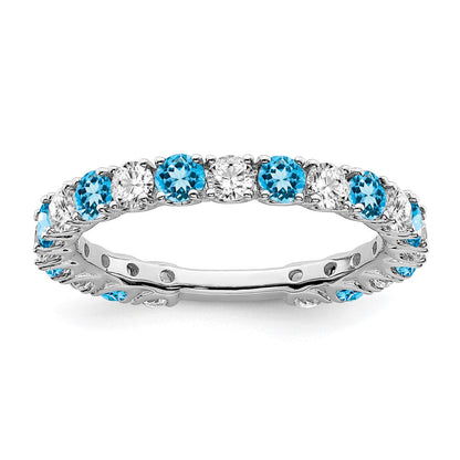 14k white gold blue topaz and real diamond band rm7113 bt 077 wa