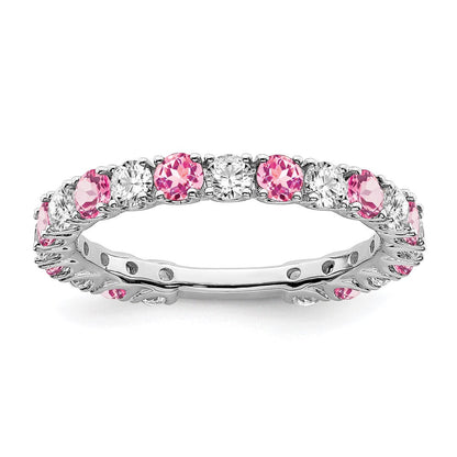 14k white gold created pink sapphire and real diamond band rm7113 cps 077 wa